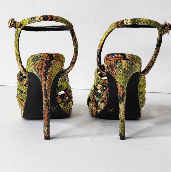 Topshop multi-Color Open toe Snake Print Heels Size 37 EU/ 6.5 US - Picture 5 of 7